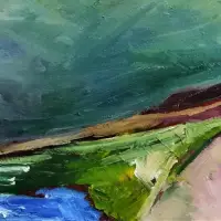 Agmon Ha Hula Preserve in The Upper Galilee - Painting By Israeli Artist Ednah Schwartz
