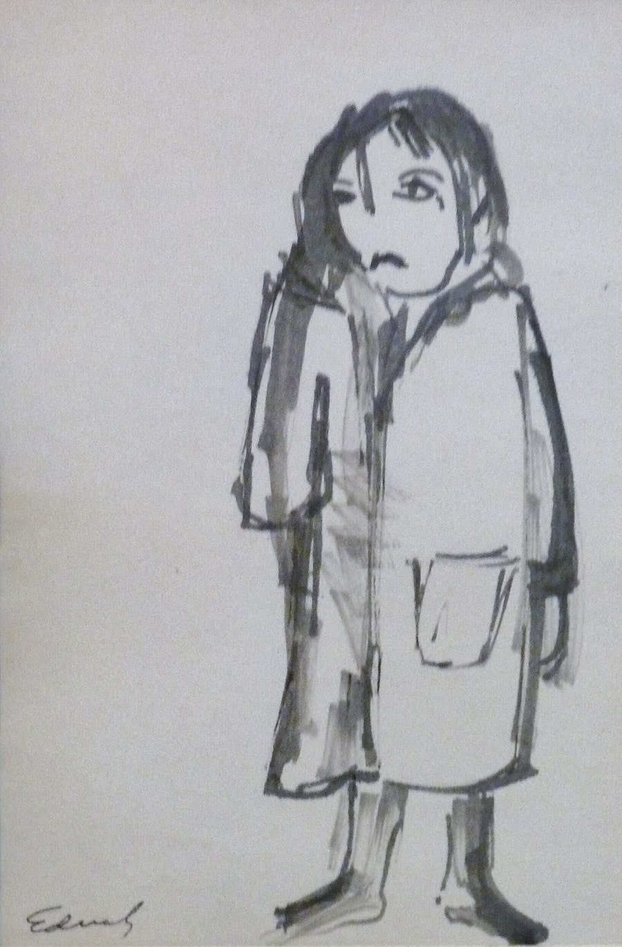 A Jewish Ghetto Child Drawing By Israeli Artist Ednah Schwartz