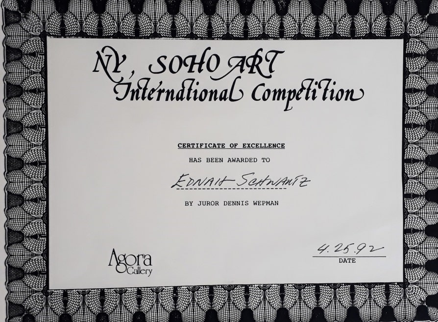 Agora Gallery Selects Artist Ednah Sarah Schwartz As The Winner Of The SOHO International Art Competition 4/22/1992
