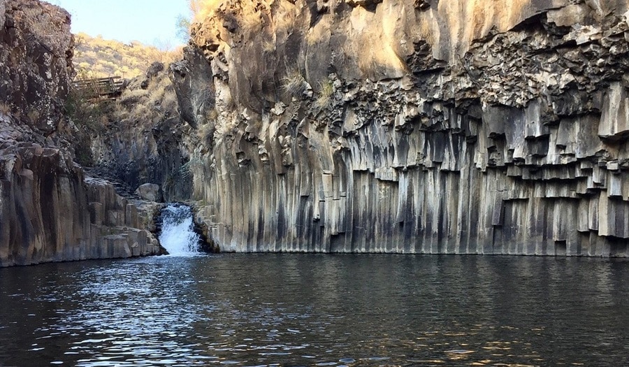 Picture of Zavitan Stream and the Black Basalt Hexagon Pool in The Golan Heights Israel