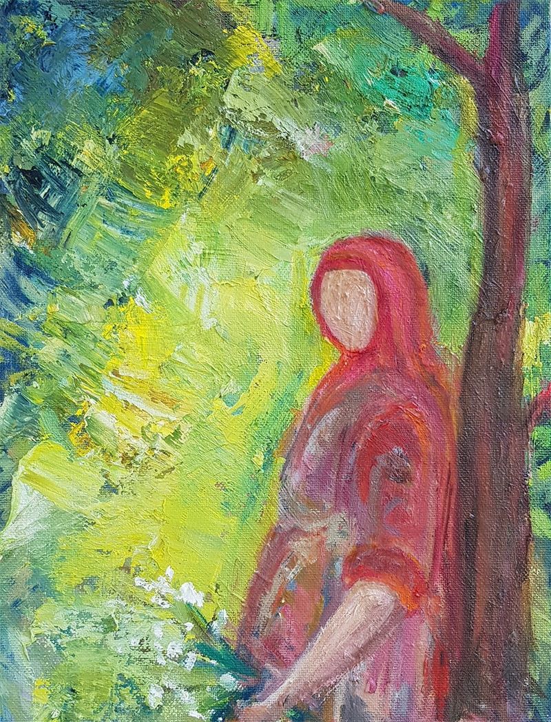 A Daydreaming Arab Israeli Woman Painting By Israeli Artist Ednah Sarah Schwartz