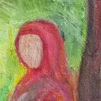 A Daydreaming Israeli Arab Woman Painting By Israeli Artist Ednah Sarah Schwartz