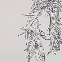 Controlling My Thoughts Self Ink Sketch Art By Israeli Jewish Artist Ednah Sarah Schwartz