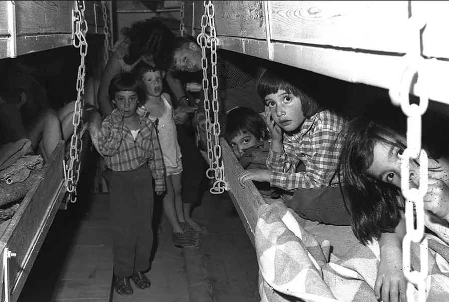 Children Of Kibbutz Gadot In A Bomb Shelter During Heavy Shelling By Syrians