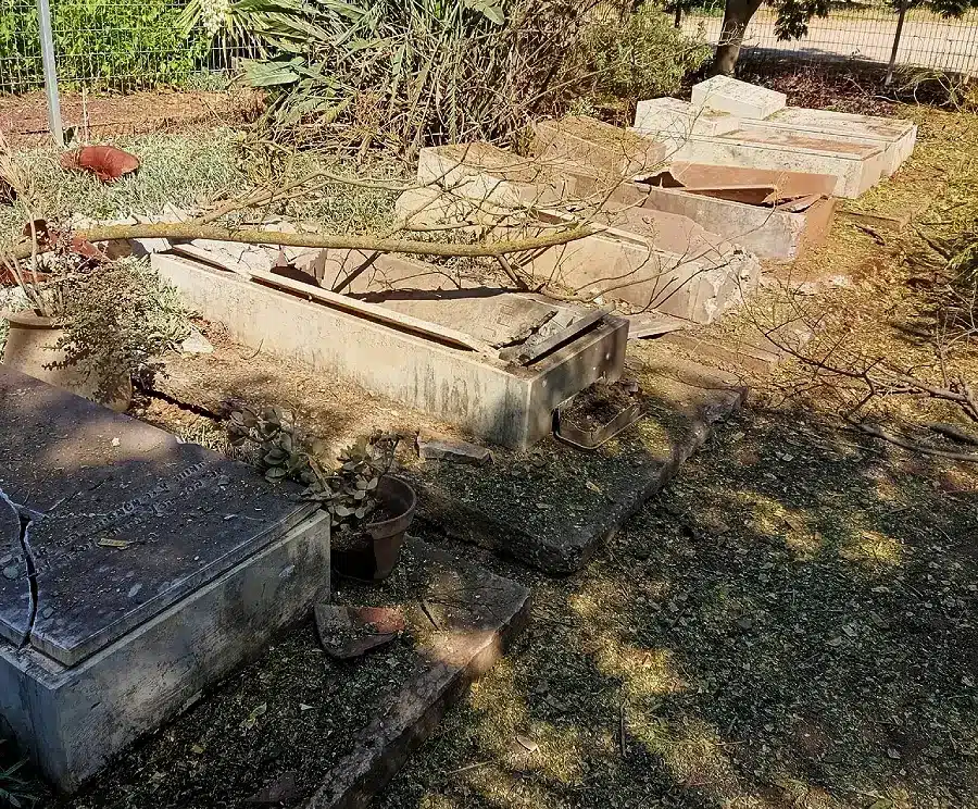 Shattered Graves Kibbutz Kfar Blum Post October 7 Lebanese Hezbollah Bombing